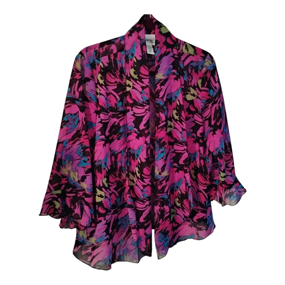 Joanna Cardigan Coverup, Black, Sheer, Women's Size L, Pre-owned
